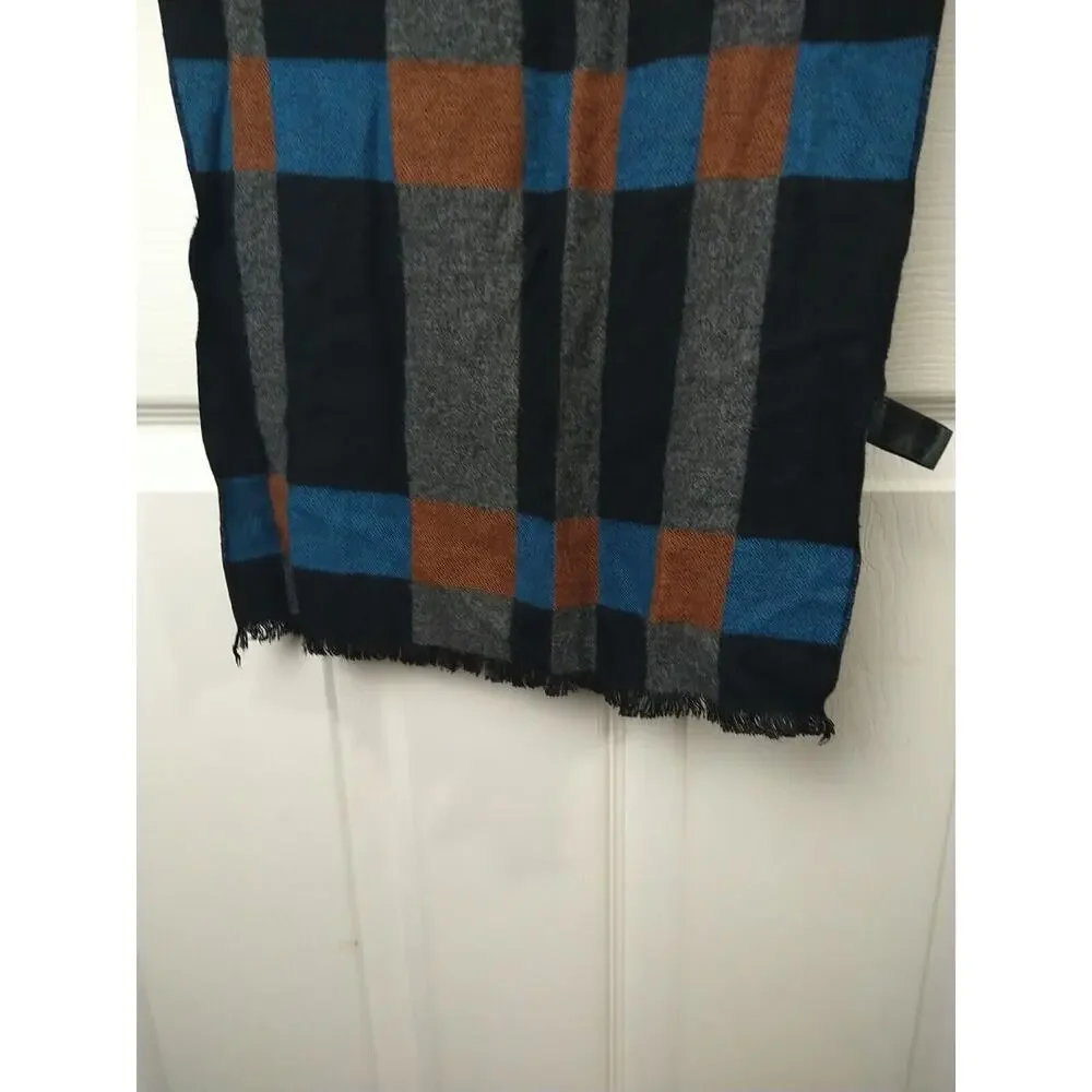 Melifluos Men's Scarf Blue Black Grey Brown Colorblock Reversible